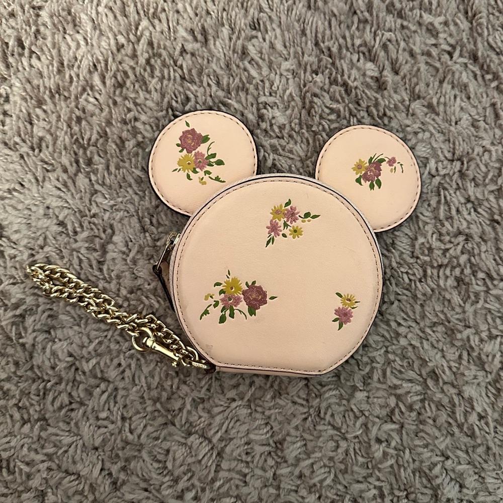 COACH MICKEY MOUSE FLORAL CARD HOLDER//COIN PURSE